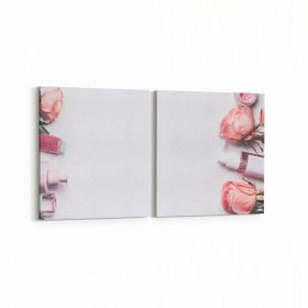 Olla 16298K2Y Kuaför Berber Görseli Kare 2 Parça Yatay 65x30 cm Kanvas Tablo
