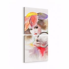Olla 16306K2D Kuaför Berber Görseli Kare 2 Parça Dikey 30x65 cm Kanvas Tablo