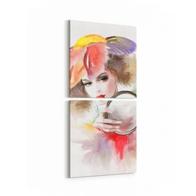 Olla 16306K2D Kuaför Berber Görseli Kare 2 Parça Dikey 30x65 cm Kanvas Tablo
