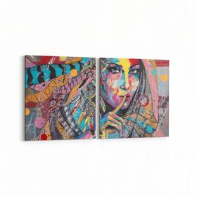 Olla 16317K2Y Kuaför Berber Görseli Kare 2 Parça Yatay 65x30 cm Kanvas Tablo