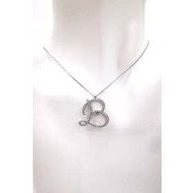 Omar Silver Büyük Boy B Harf Zirkon Taşlı 925 Ayar Gümüş Kolye
