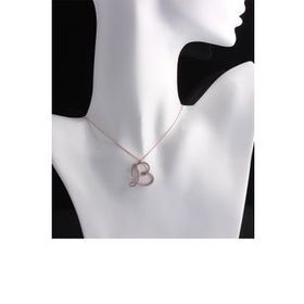 Omar Silver Büyük Boy B Harf Zirkon Taşlı Rose 925 Ayar Gümüş Kolye