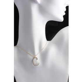 Omar Silver Büyük Boy Ç Harf Zirkon Taşlı Gold Altın Kaplama Kadın 925 Ayar Gümüş Kolye