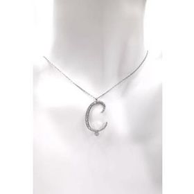 Omar Silver Büyük Boy Ç Harf Zirkon Taşlı Kadın 925 Ayar Gümüş Kolye