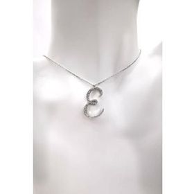 Omar Silver Büyük Boy E Harf Zirkon Taşlı 925 Ayar Gümüş Kolye