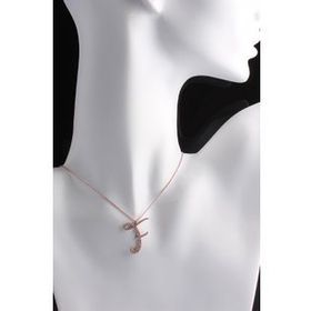 Omar Silver Büyük Boy F Harf Zirkon Taşlı Rose 925 Ayar Gümüş Kolye