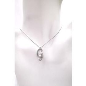 Omar Silver Büyük Boy G Harf Zirkon Taşlı 925 Ayar Gümüş Kolye