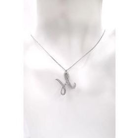 Omar Silver Büyük Boy H Harf Zirkon Taşlı 925 Ayar Gümüş Kolye