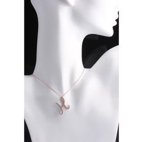 Omar Silver Büyük Boy H Harf Zirkon Taşlı Rose 925 Ayar Gümüş Kolye