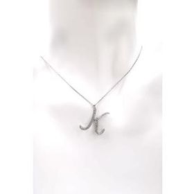 Omar Silver Büyük Boy K Harf Zirkon Taşlı 925 Ayar Gümüş Kolye