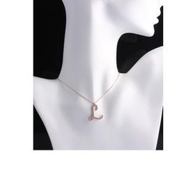 Omar Silver Büyük Boy L Harf Zirkon Taşlı Rose 925 Ayar Gümüş Kolye