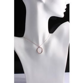 Omar Silver Büyük Boy O Harf Zirkon Taşlı Rose 925 Ayar Gümüş Kolye