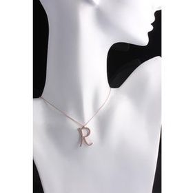 Omar Silver Büyük Boy R Harf Zirkon Taşlı Rose 925 Ayar Gümüş Kolye