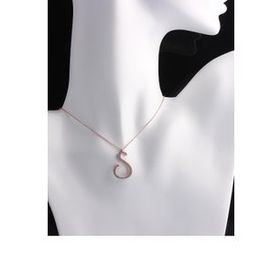 Omar Silver Büyük Boy S Harf Zirkon Taşlı Rose Kadın 925 Ayar Gümüş Kolye