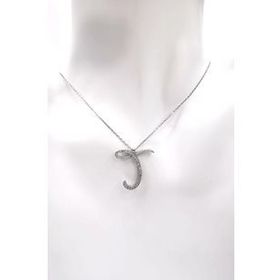 Omar Silver Büyük Boy T Harf Zirkon Taşlı Kadın 925 Ayar Gümüş Kolye