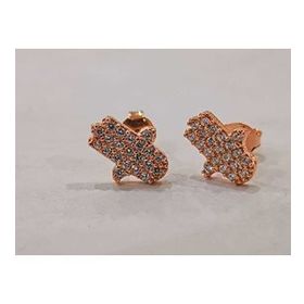 Omar Silver Fatma Ana Eli Rose 4 mm 925 Ayar Gümüş Küpe