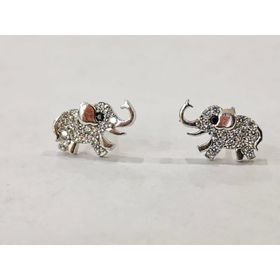 Omar Silver Fil Figürlü Zirkon Taşlı 925 Ayar Gümüş Küpe
