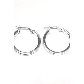 Omar Silver Halka Model Kare Kesim Şarnel 23 mm 925 Ayar Kadın Gümüş Küpe