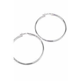 Omar Silver Halka Model Yuvarlak Kesim Şarnel 45 mm 925 Ayar Kadın Gümüş Küpe