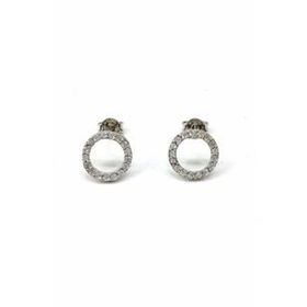 Omar Silver Halka Model Zirkon Taşlı Beyaz 925 Ayar Kadın Gümüş Küpe