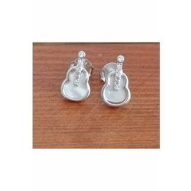 Omar Silver İthal Keman Modeli Zirkon Taşlı Rodyumlu 925 Ayar Kadın Gümüş Küpe