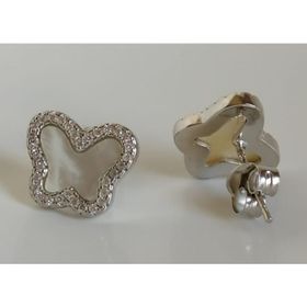 Omar Silver Kelebek Zirkon Taşlı Rodyumlu 925 Ayar Kadın Gümüş Küpe