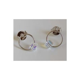 Omar Silver Küpe İthal Taşlı Halka Rodyumlu 925 Ayar Kadın Gümüş Küpe