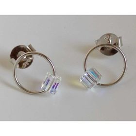 Omar Silver Küpe İthal Taşlı Halka Rodyumlu 925 Ayar Kadın Gümüş Küpe