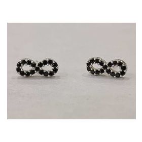 Omar Silver Sonsuzluk Siyah 925 Ayar Kadın Gümüş Küpe