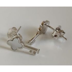 Omar Silver Van Cleef Anahtar Küpe Rodyumlu İthal 925 Ayar Kadın Gümüş Küpe