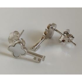 Omar Silver Van Cleef Anahtar Küpe Rodyumlu İthal 925 Ayar Kadın Gümüş Küpe