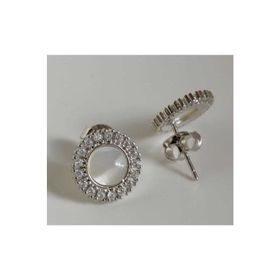 Omar Silver Zirkon Taşlı Yuvarlak 925 Ayar Kadın Gümüş Küpe