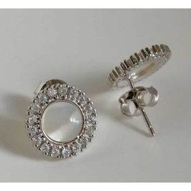 Omar Silver Zirkon Taşlı Yuvarlak 925 Ayar Kadın Gümüş Küpe