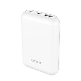 Omars 10000 mAh PD 20W Çift Çıkışlı Type-C ve USB-A Beyaz Mini Powerbank