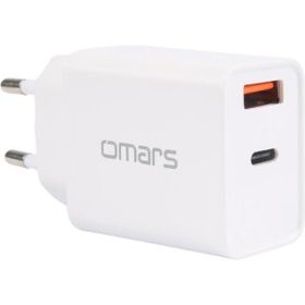 Omars 20W PD Çift Portlu USB-C ve USB-A Hızlı Şarj Cihazı