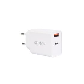 Omars 20W PD Çift Portlu USB-C ve USB-A Hızlı Şarj Cihazı