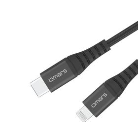 Omars iPhone Type-C to Lightning Örgülü 1 m Siyah Hızlı Şarj ve Data Kablosu