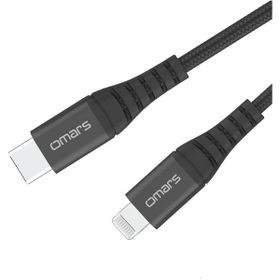 Omars iPhone Type-C to Lightning Örgülü 1 m Siyah Hızlı Şarj ve Data Kablosu