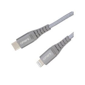 Omars iPhone Type-C to Lightning Örgülü 1 mt Gri Hızlı Şarj ve Data Kablosu
