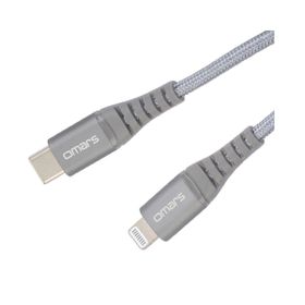 Omars iPhone Type-C to Lightning Örgülü 1 mt Gri Hızlı Şarj ve Data Kablosu