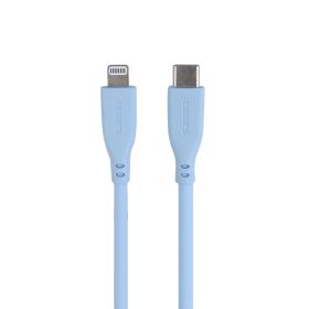 Omars USB-C to MFI Lightning iPhone Silikon PD Mavi Hızlı Şarj Kablosu