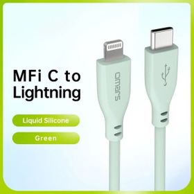 Omars USB-C to MFI Lightning iPhone Silikon PD Yeşil Hızlı Şarj Kablosu