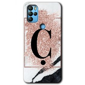 Omix X300 Pembe Mermer Desenli C Harfi Baskılı Uyumlu Silikon Kılıf