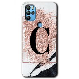 Omix X300 Pembe Mermer Desenli C Harfi Baskılı Uyumlu Silikon Kılıf