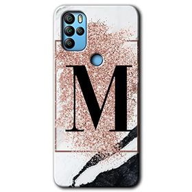 Omix X300 Pembe Mermer Desenli M Harfi Baskılı Uyumlu Silikon Kılıf