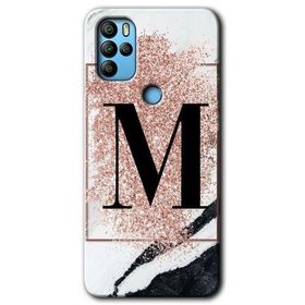 Omix X300 Pembe Mermer Desenli M Harfi Baskılı Uyumlu Silikon Kılıf