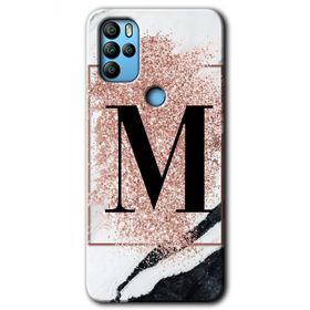 Omix X300 Pembe Mermer Desenli M Harfi Baskılı Uyumlu Silikon Kılıf