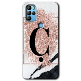 Omix X500 Pembe Mermer Desenli Ç Harfi Baskılı Uyumlu Silikon Kılıf