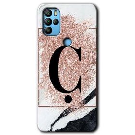 Omix X500 Pembe Mermer Desenli Ç Harfi Baskılı Uyumlu Silikon Kılıf