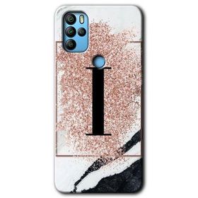 Omix X500 Pembe Mermer Desenli İ Harfi Baskılı Uyumlu Silikon Kılıf
